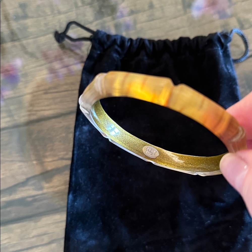 Alexis Bittar Gold and Brown Acrylic Bracelet - Picture 5 of 6